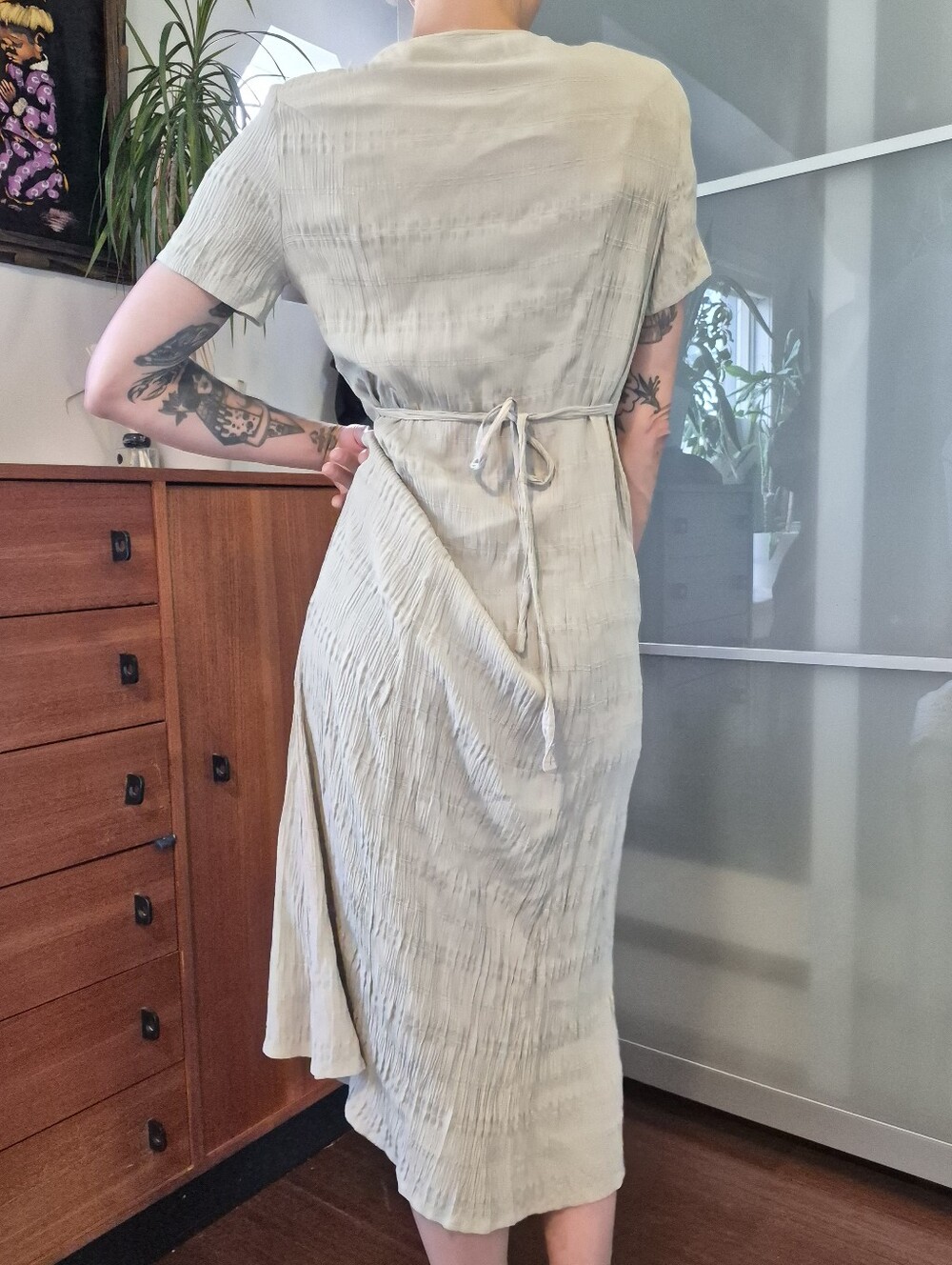 Vintage Sage Green Button-Front Maxi Dress - Picture 5 of 7